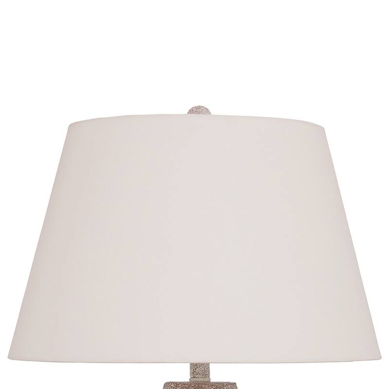 Rey Table Lamp, Empire Fabric Shade, 27 Inch Ivory Pot Metal Base