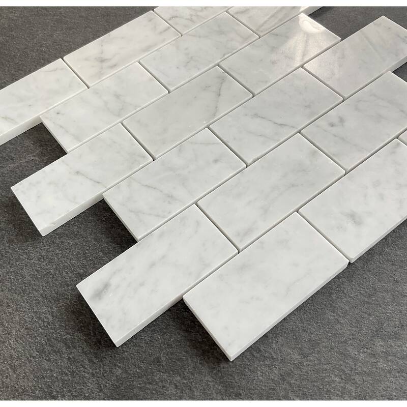 2 x 4 Brick Marble Mosaic Tiles