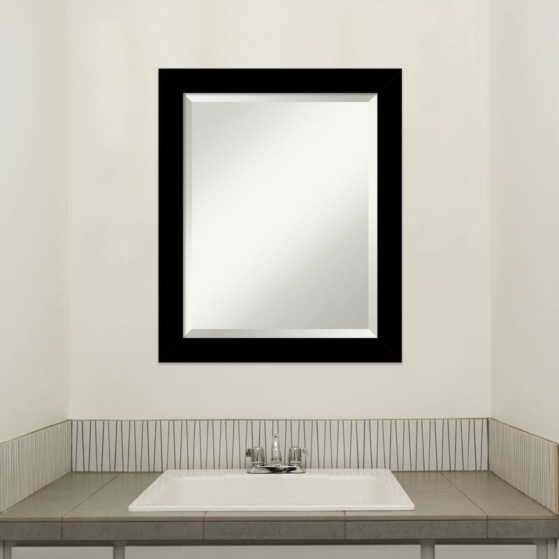 Basic Narrow Beveled Wood Framed Bathroom Vanity Wall Mirror