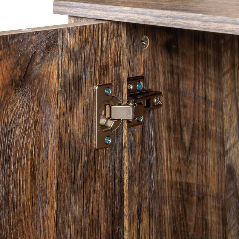 GDF Studio - Judland Rustic 31.50" Tall Freestanding Sideboard Storage Cabinet with Doors and Open Shelves