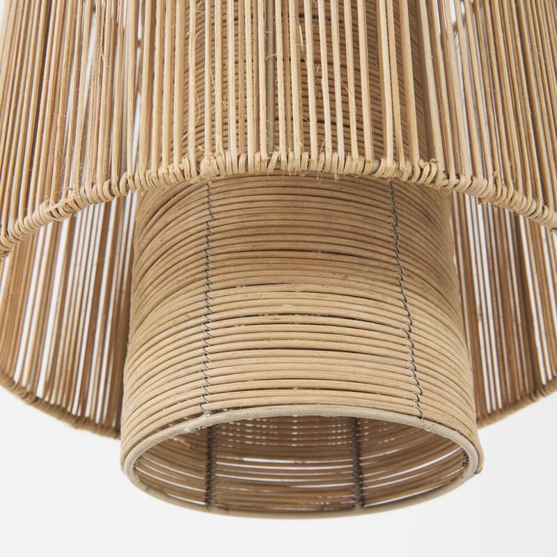 Aviario Light Brown Cane Cylindrical Pendant Light