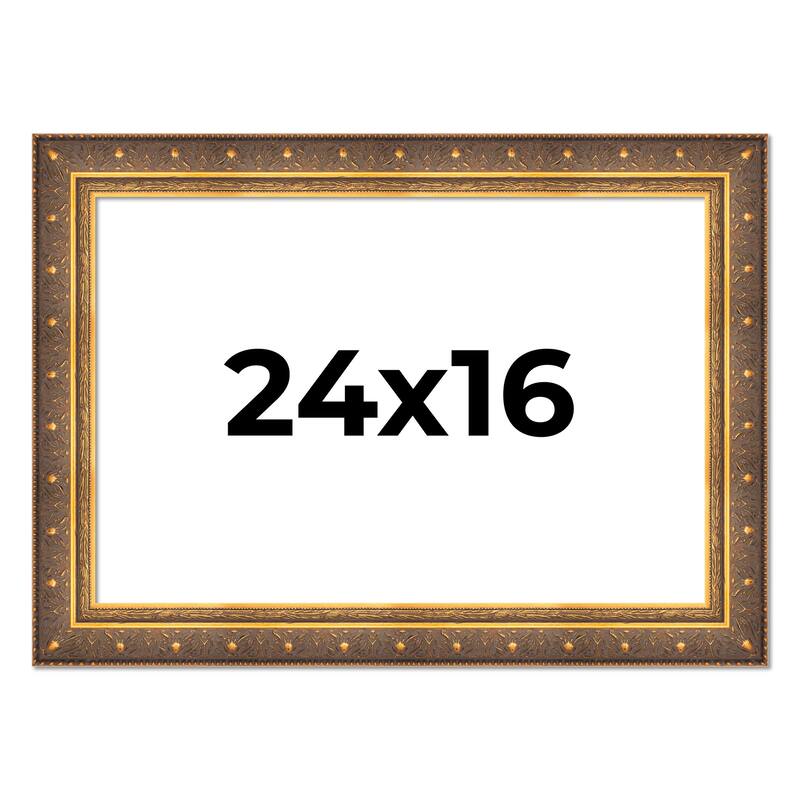 24x16 Frame Vintage Gold Solid Wood Picture Frame | 2.5 Inch Moulding