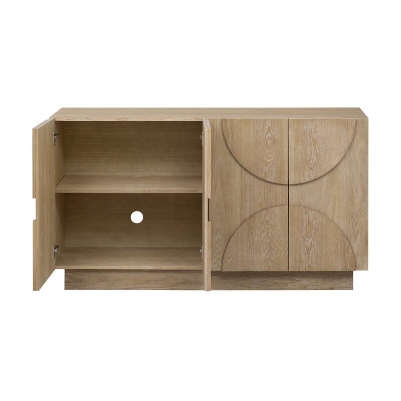 4-Door Sideboard with Adjustable Shelves, Buffet Cabinet with Semi-Circular Handles for Dining Room, Kitchen, and Living Room