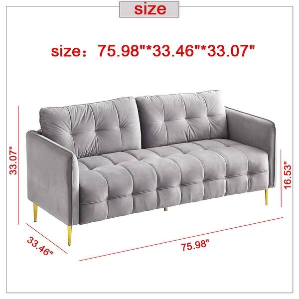 Ovios High Back Couch Mid Centry Spring Upholstered Sofa 71 Inch Velvet Fabric Futon With Metal Golden Leg For Living Room Overstock 31414923