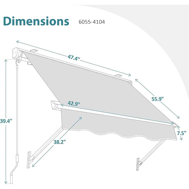 MCombo Patio Window Awnings 50''x55'', Fully Assembled Manual Retractable Sunshade Canopy