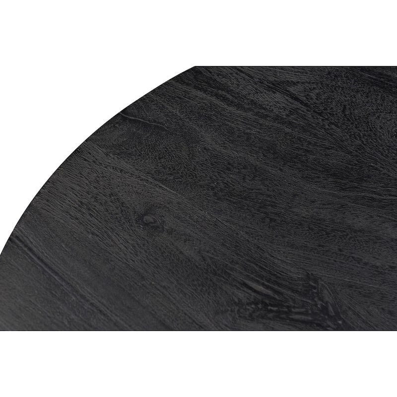 Timbergirl Black mango wood coffee table with gold drum base - 32"