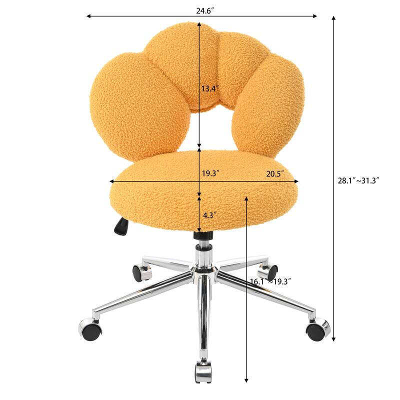 Criss Cross Chair with Wheels, Teddy Fabric Home Office Chair, 360°Swivel Height Adjustable Swivel Vanity Chair