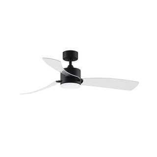Fanimation SculptAire 52 inch Indoor/Outdoor Ceiling Fan with LED Light Kit and Remote - Black with Clear Blades