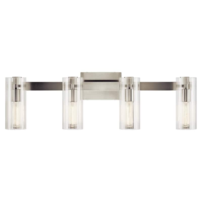Jemsa 32 in. 4-Light Bathroom Vanity Light with Clear Fluted Glass