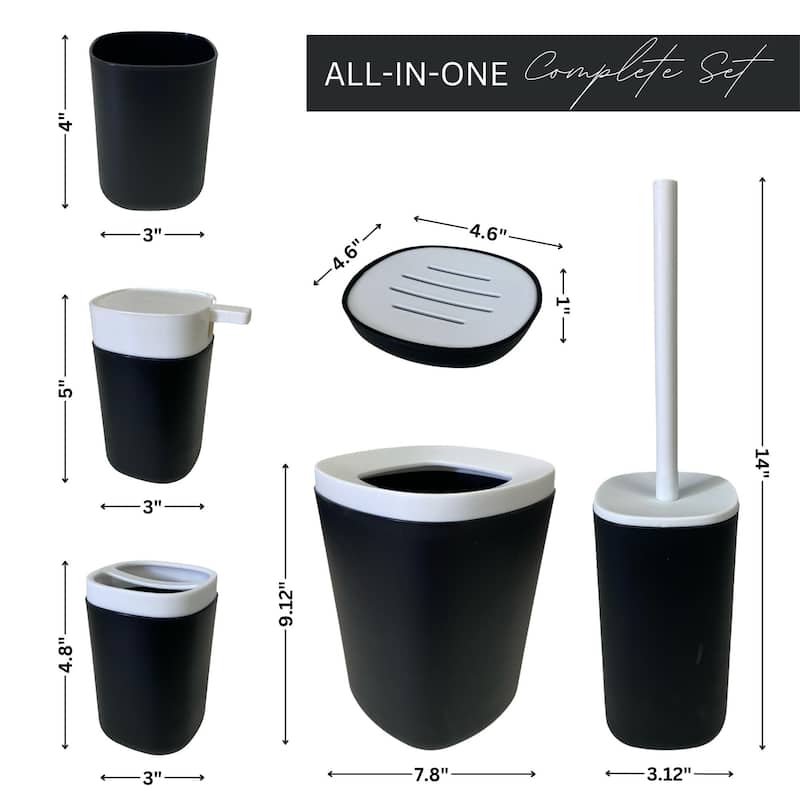 6-Piece Bathroom Accessories Set Modern Design - N/A