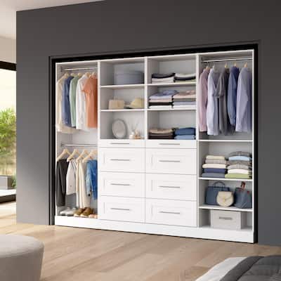 Bestar Florence 100W x 16D Closet System with Rods, Drawers, Shaker