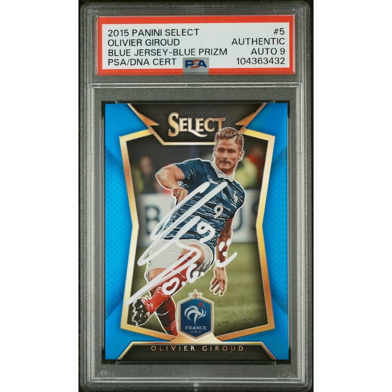 Olivier Giroud 2015 Panini Select Blue Prizm Card #5 Auto Graded PSA 9 216/299 - 8' x 11'
