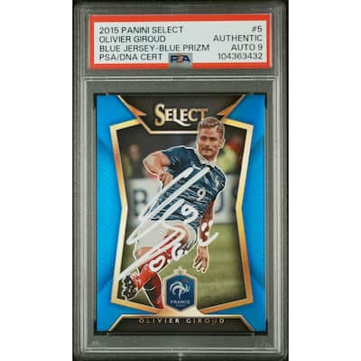 Olivier Giroud 2015 Panini Select Blue Prizm Card #5 Auto Graded PSA 9 216/299 - 8' x 11'
