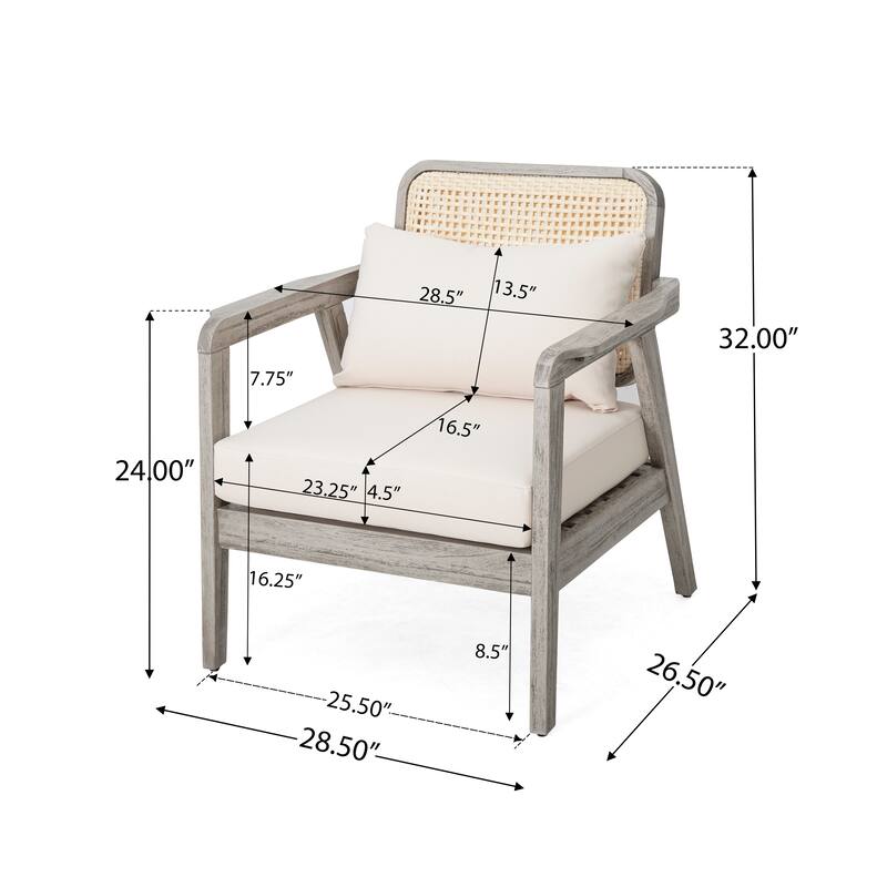Outdoor Acacia Wood Patio Club Chair Set