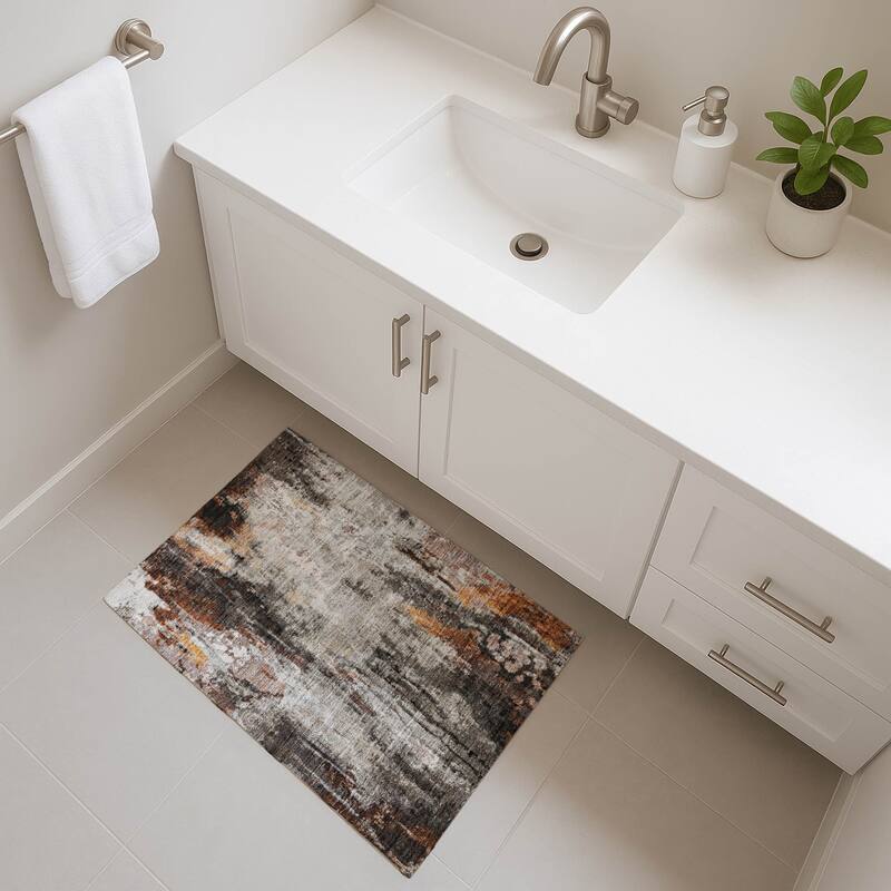 Premium Washable Super Soft Abstract Modern Mayfield Rug - Gray - 1'8" x 2'6"