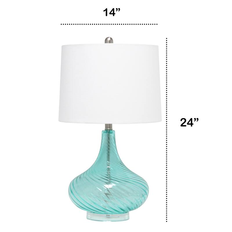 24" Classix Contemporary Wavy Colored Glass Table Lamp
