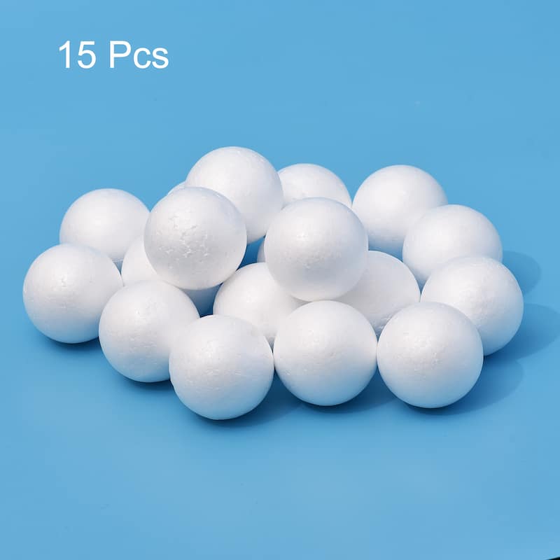 15Pcs 3" White Foam Balls Polystyrene Solid for Art and Decorations - White