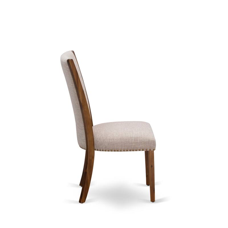 East West Furniture Verona Parson Dining Chairs - Nail head Trim Linen Fabric Chairs, Set of 2(Finish Options)