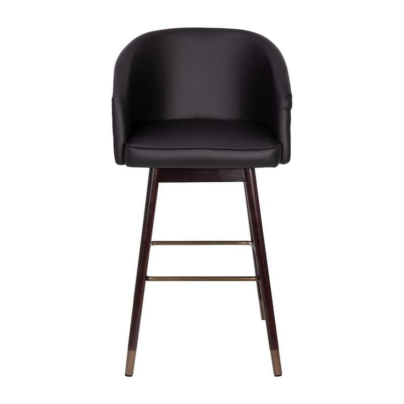 Upholstered Bar Stool with Wooden Legs