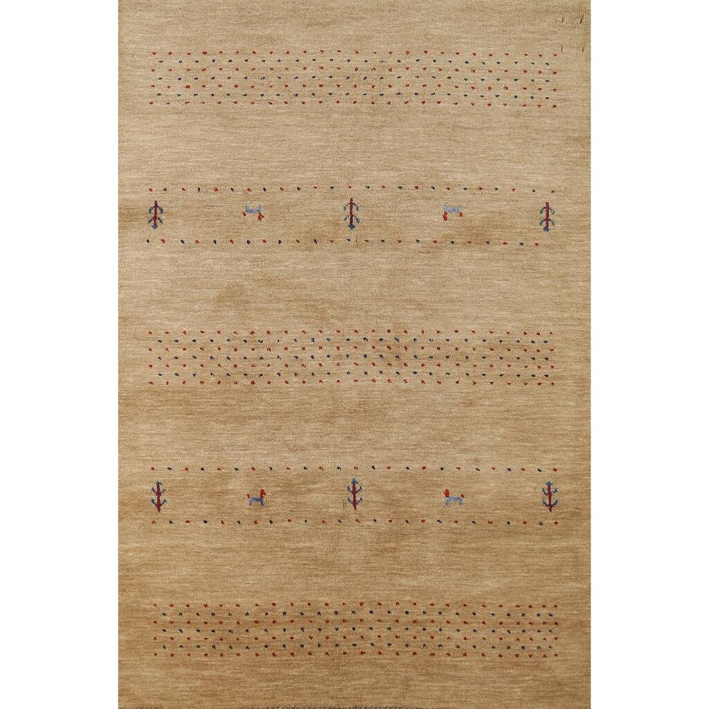 Tribal Gabbeh Indian Accent Rug Handmade Wool Carpet - 3'11"x 5'10"