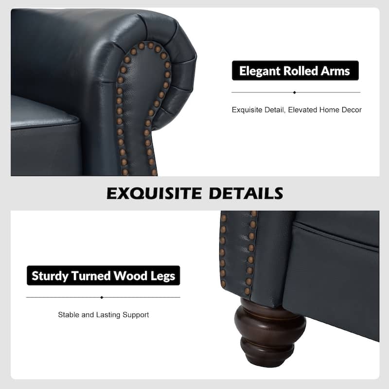 Filomena Transitional 5 Piece Genuine Leather Living Room Set Sofa with Rolled Arms by HULALA HOME