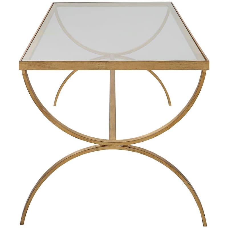 Uttermost 25186 Crescent 48" Wide Iron and Tempered Glass Coffee Table