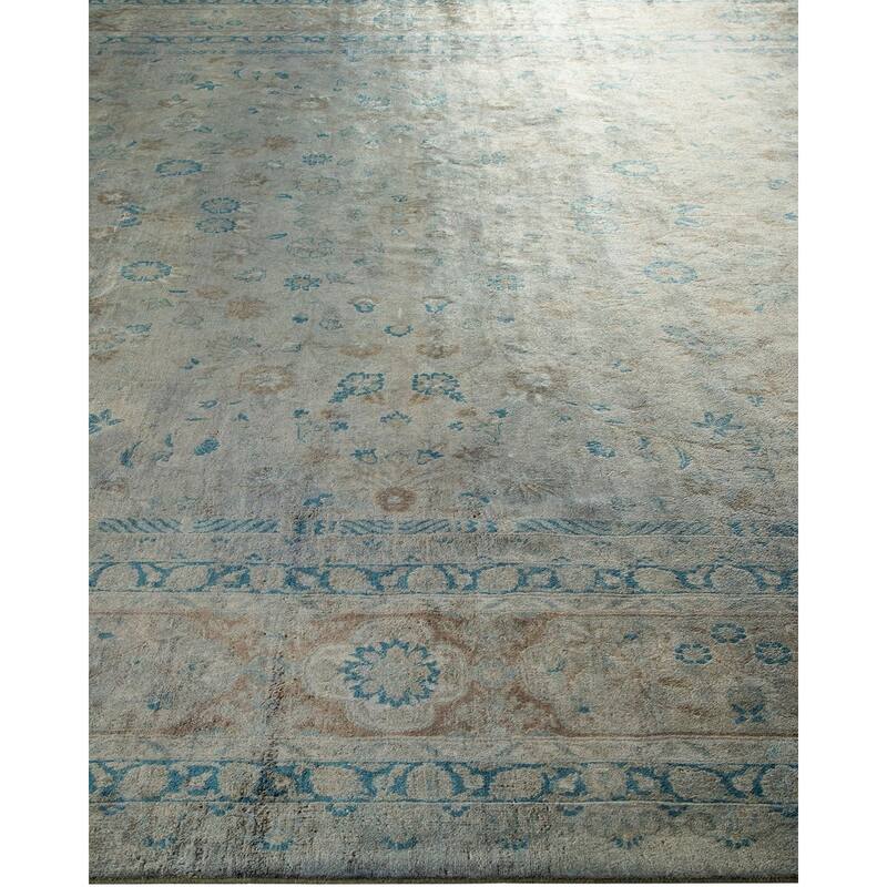 Overton Hand Knotted Wool Vintage Inspired Modern Contemporary Overdyed Gray Area Rug - 9' 1" x 12' 1"