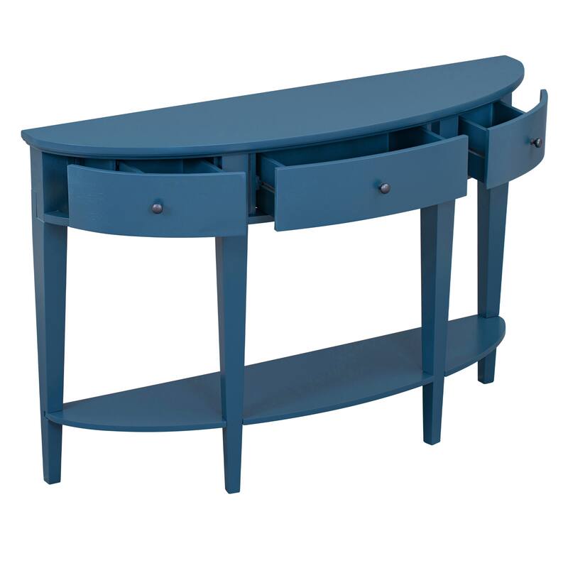 Modern Curved Console Table Sofa Table with 3 drawers and 1 Shelf for Hallway, Entryway, Living Room