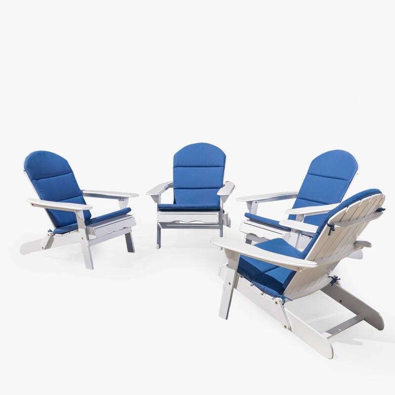 Malibu Outdoor Acacia Wood Folding Adirondack Chairs with Cushions (Set of 4) by Christopher Knight Home