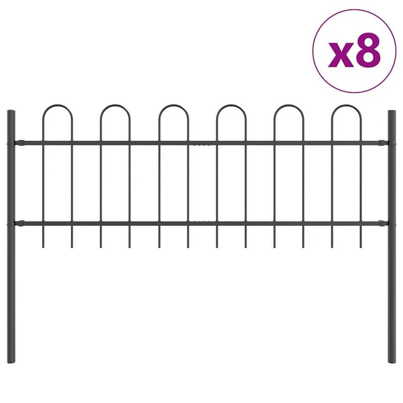 vidaXL Garden Fence Grey Powder-coated Steel
