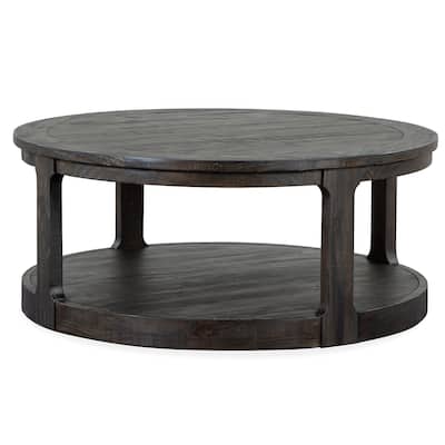 Magnussen Home Boswell Peppercorn Round Cocktail Table with Casters - 40''W x 40''D x 17''H