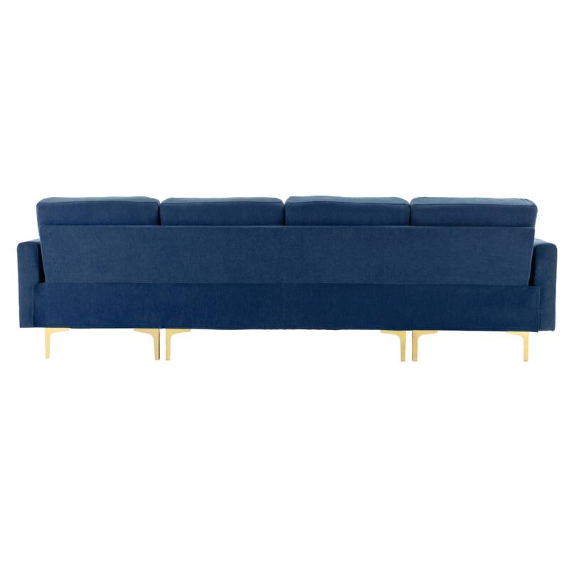 110.6" Velvet L-Shaped Sectional Sofa with Ottoman