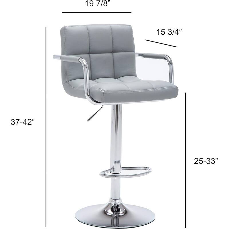Contemporary Adjustable Swivel Arm Bar Stool with Cushion