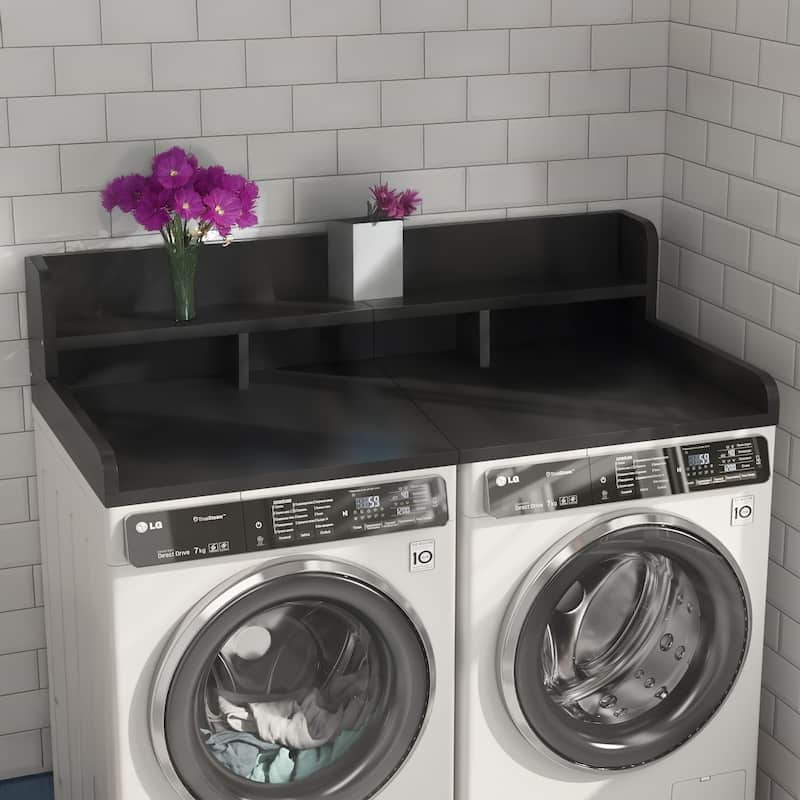Washer Dryer Countertop with Non-slip Pads,54" Width x 27.5" Depth Double Layer Counter Storage Organization - Black
