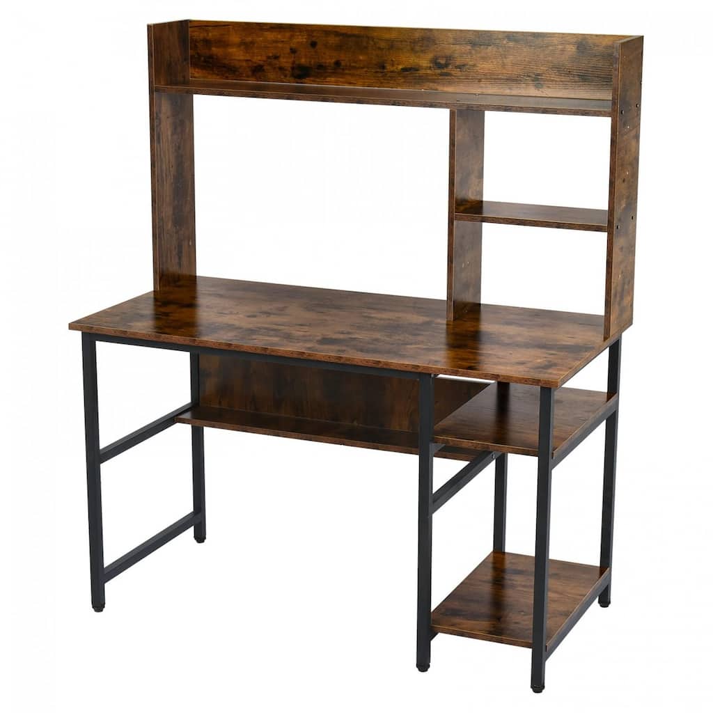 Multifunction Computer Desk With Multi-Layer Storage Shelves, Home Office Desk