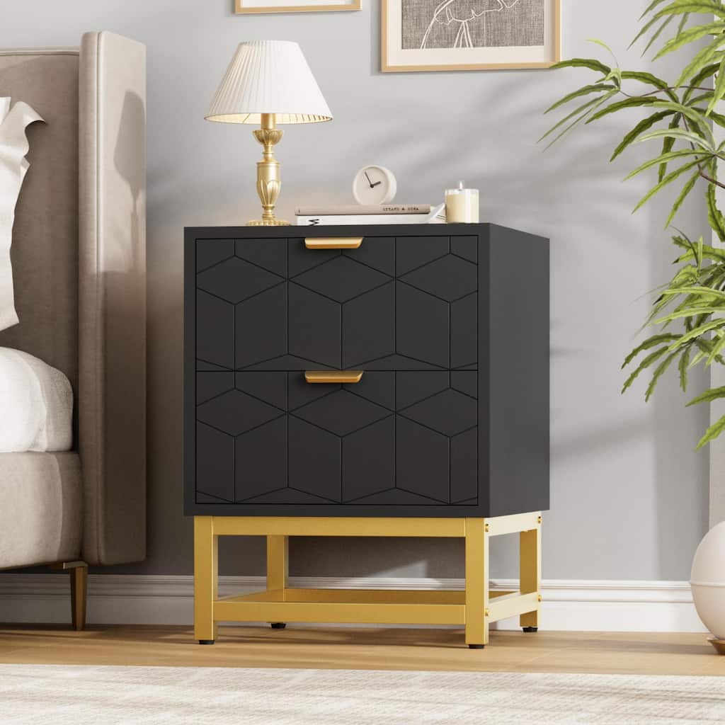 2 Drawer Dresser, Small Modern Chest, Nightstand with Drawer for Bedroom, Living Room, Hallway, Entryway