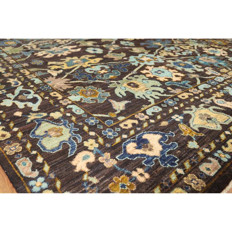 Hand Knotted Oriental 100% Wool Carpet Transitional All-Over Brown Oushak Area Rug - 10' 0'' X 8' 1''