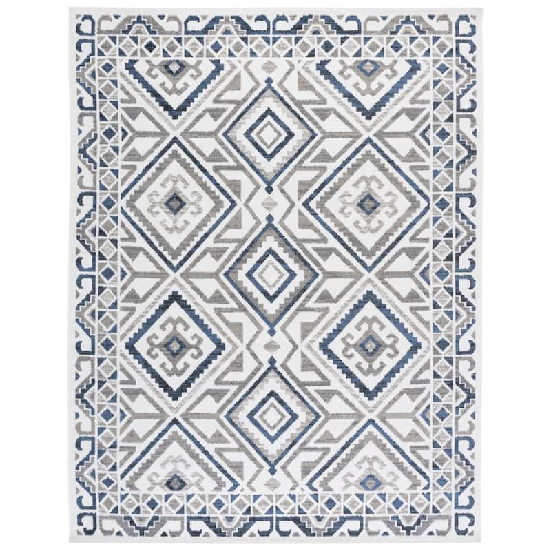 SAFAVIEH Pyramid Kristlaug Casual Rug - 9' x 12' - Ivory/Grey Navy