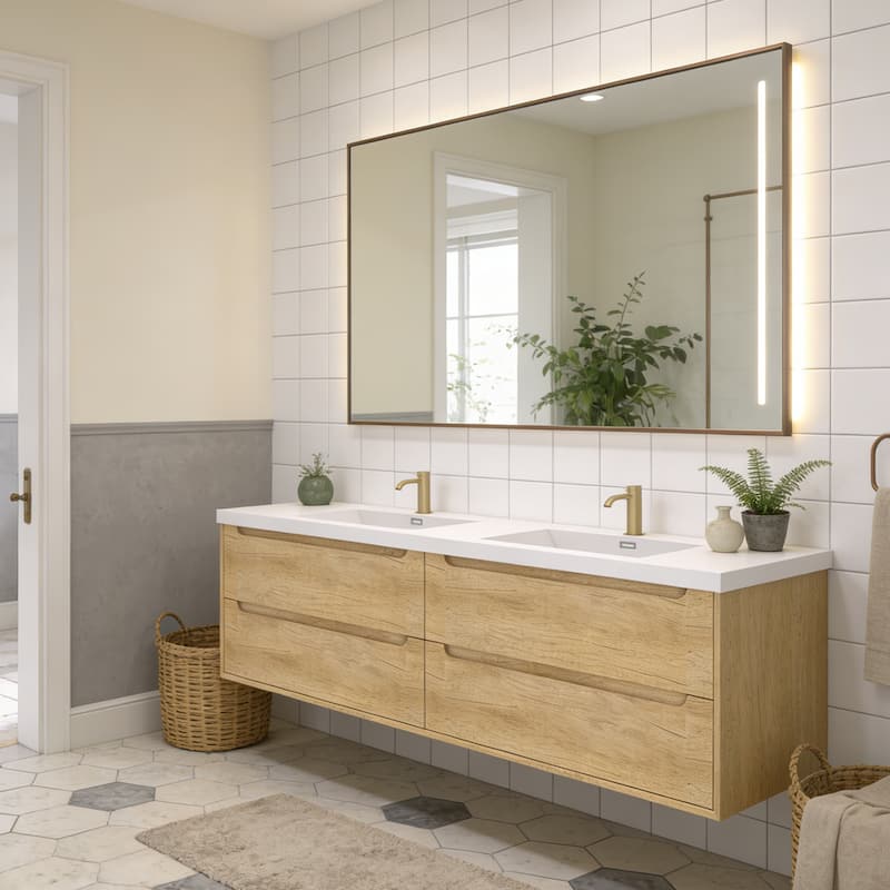 Prismis 60" 72" 84" Wall-Mount Premium Bathroom Vanity with Integrated Sink