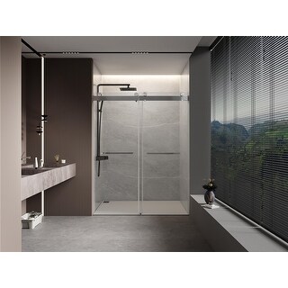60"W x 76"H Double Sliding Frameless Soft-Close Shower Door - N/A