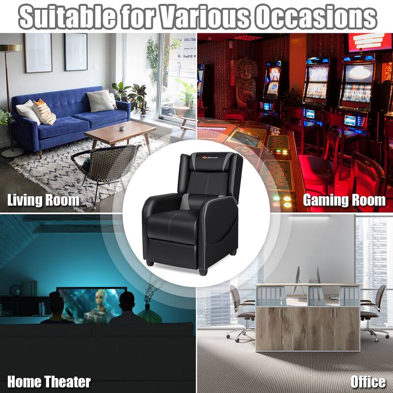 Goplus Massage Gaming Recliner Chair Single Living Room Sofa Home