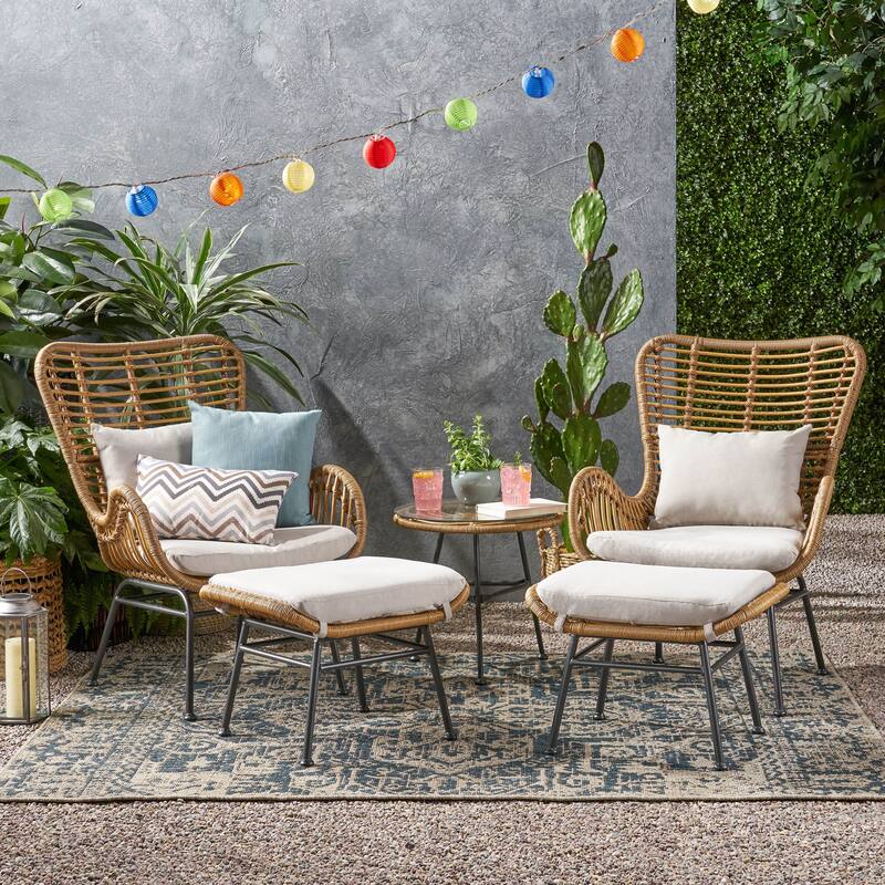 Montana Outdoor 5-piece Wicker Chat Set by Christopher Knight Home