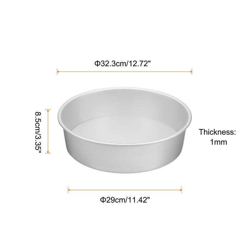 Round Cake Pan w Removable Loose Bottom Anodized Aluminum Baking Pan - Silver Tone - 12"