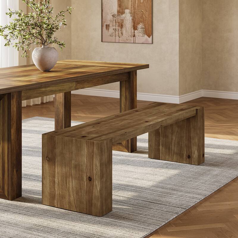 Solid Wood Entryway Bench, 59'' Farmhouse Indoor Bench Seat