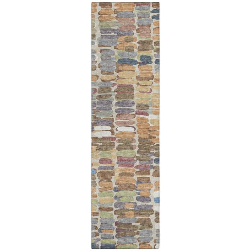 Machine Washable Indoor/ Outdoor Modern Caps Chantille Rug