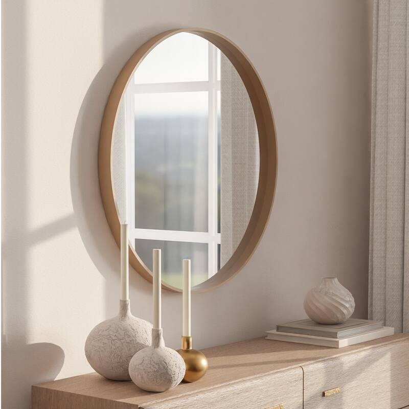 High Quality Wooden Frame Farmhouse Traditional Style Round Wall Mirror