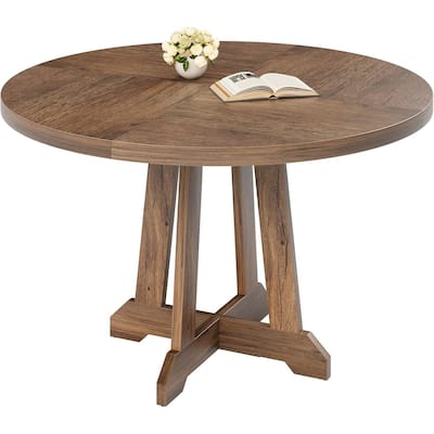 47" Round Dining Table for 4, Wooden Kitchen Table with Sturty Legs Dining Room, Kitchen