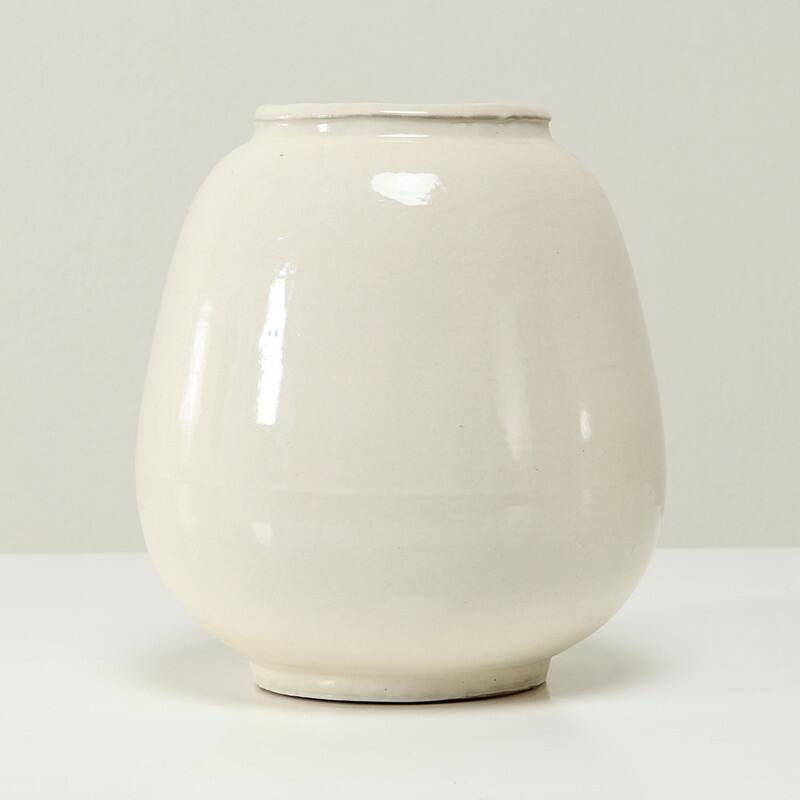 Approx 10"H Off White Ceramic Vase (5" Opening)