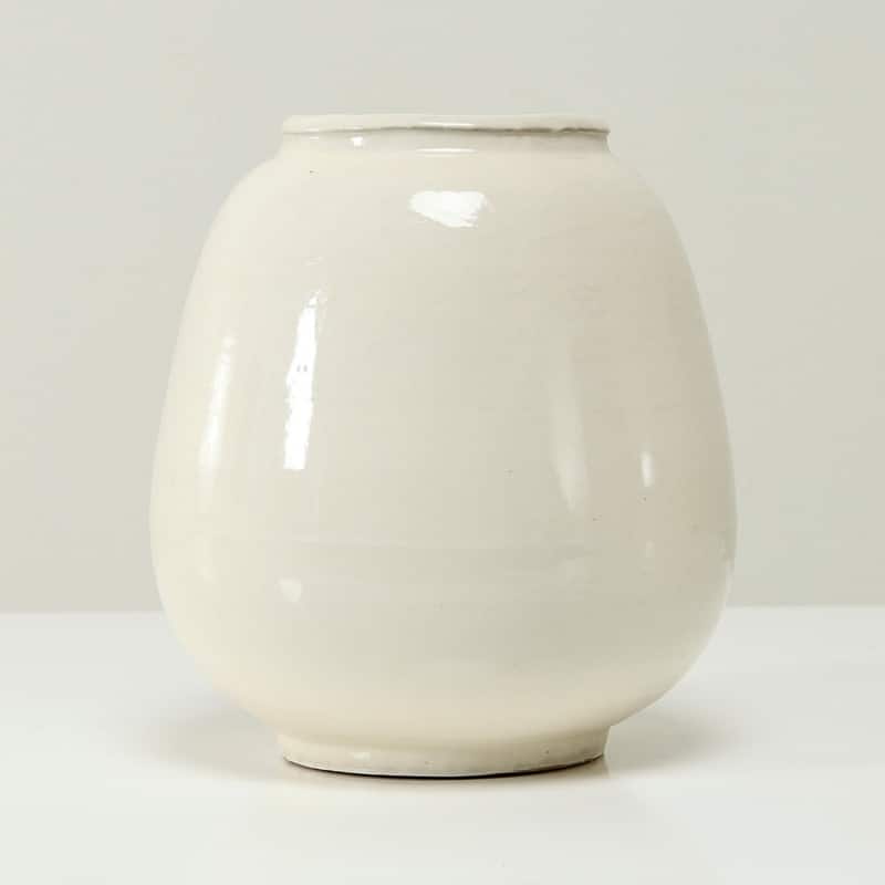 Approx 10"H Off White Ceramic Vase (5" Opening)