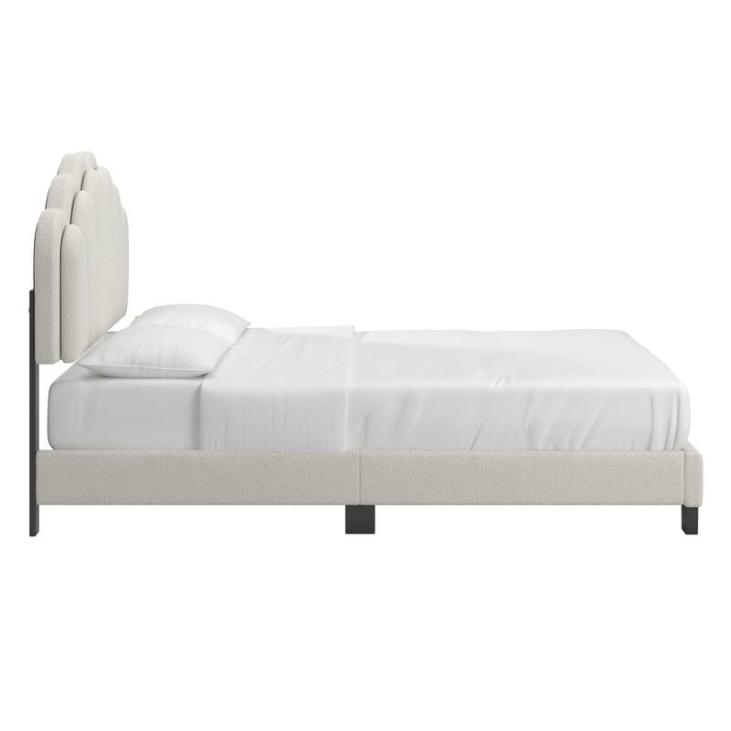 Wacissa LED Headboard Boucle Queen Platform Bed by iNSPIRE Q Modern